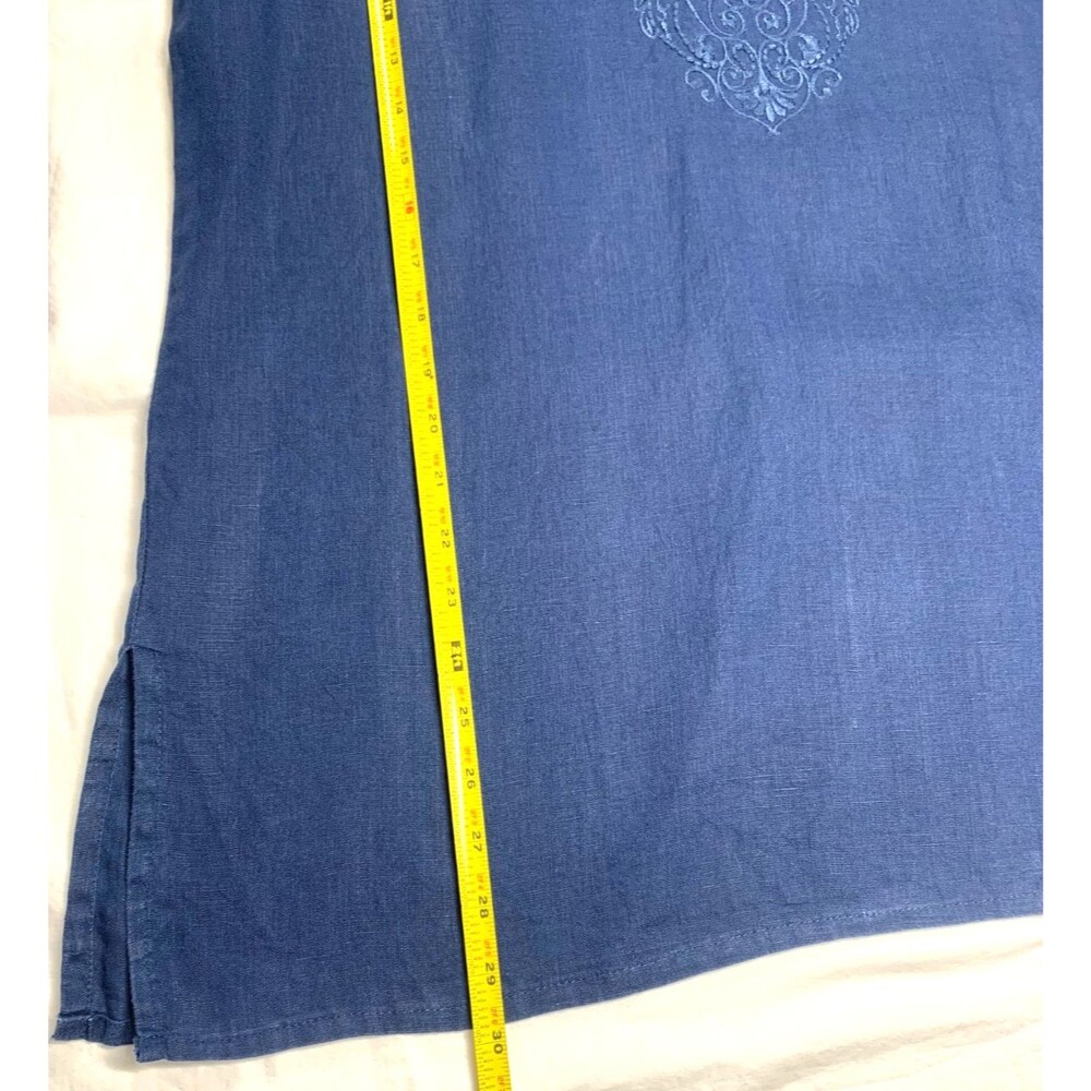 Saint Tropez West 100% Linen Tunic Top Large Blue Lagenlook Coastal Blouse L - Picture 6 of 6